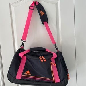 Adidas Duffel/Gym Bag - Black with Pink and Orange